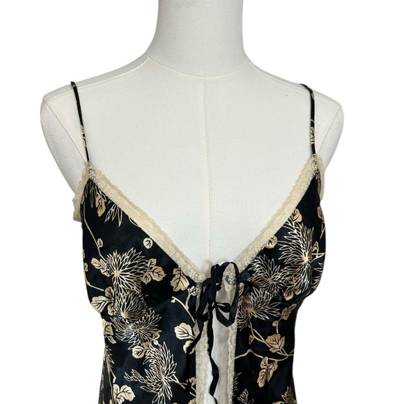Victoria's Secret Babydoll Open Tie Front Cami Lingerie Top Black Gold Size M - Picture 2 of 11